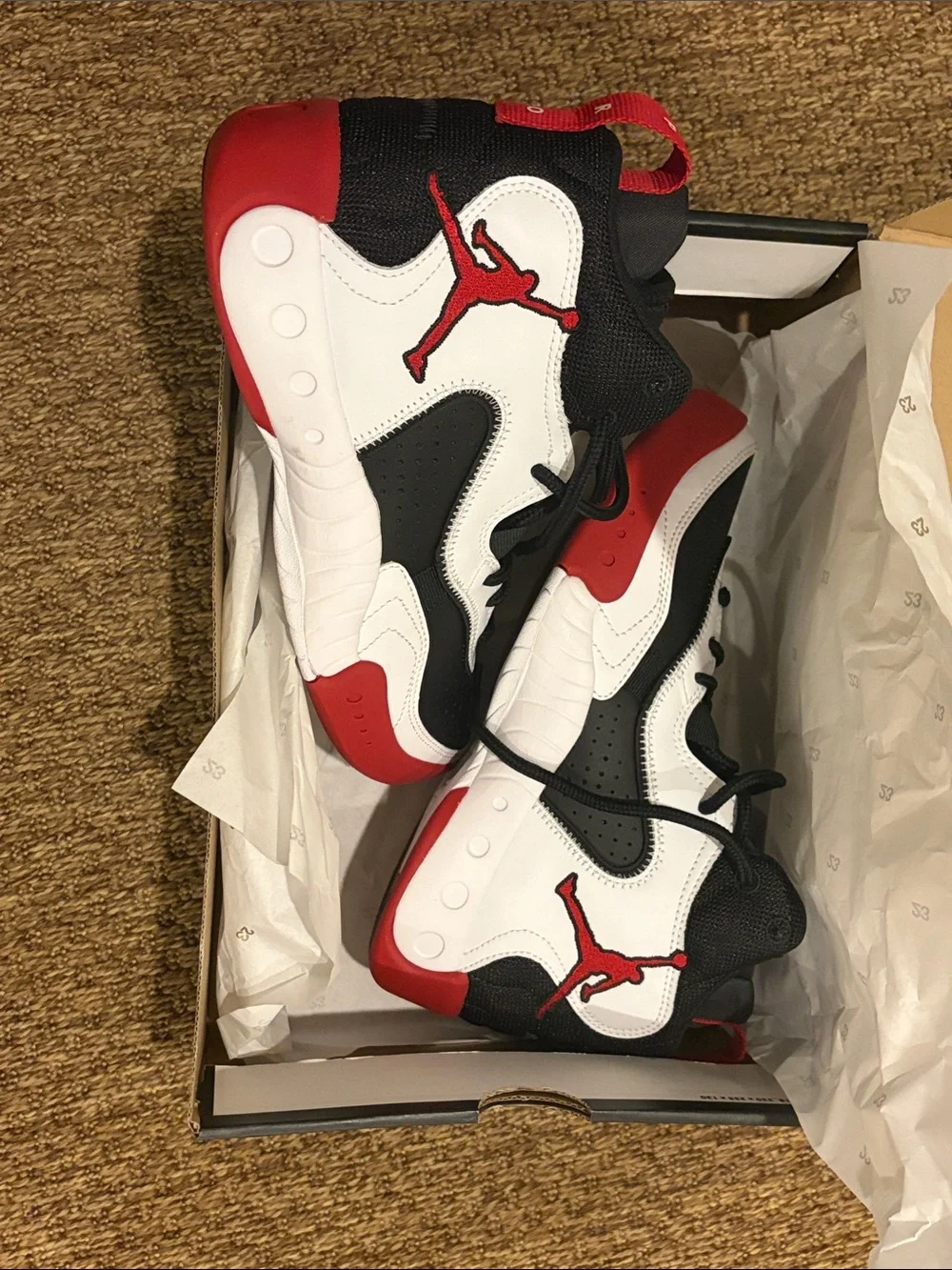 Jordan Men's High-Top Basketball Shoes in White, Black & Red